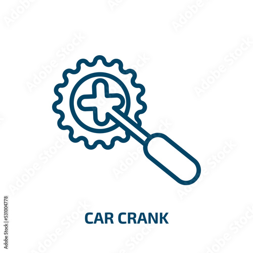 car crank icon from car parts collection. Thin linear car crank, crank, equipment outline icon isolated on white background. Line vector car crank sign, symbol for web and mobile