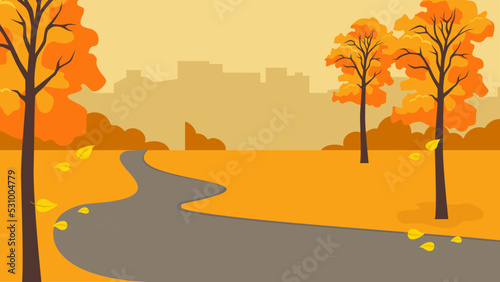 autumn landscape against the backdrop of the city