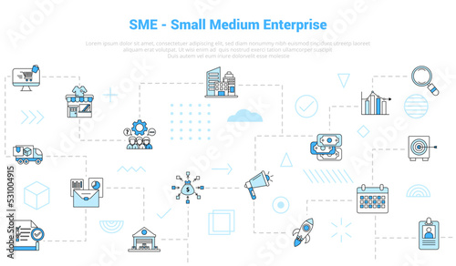 sme small medium enterprise concept with icon set template banner with modern blue color style