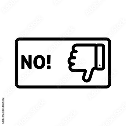 Black line icon for No