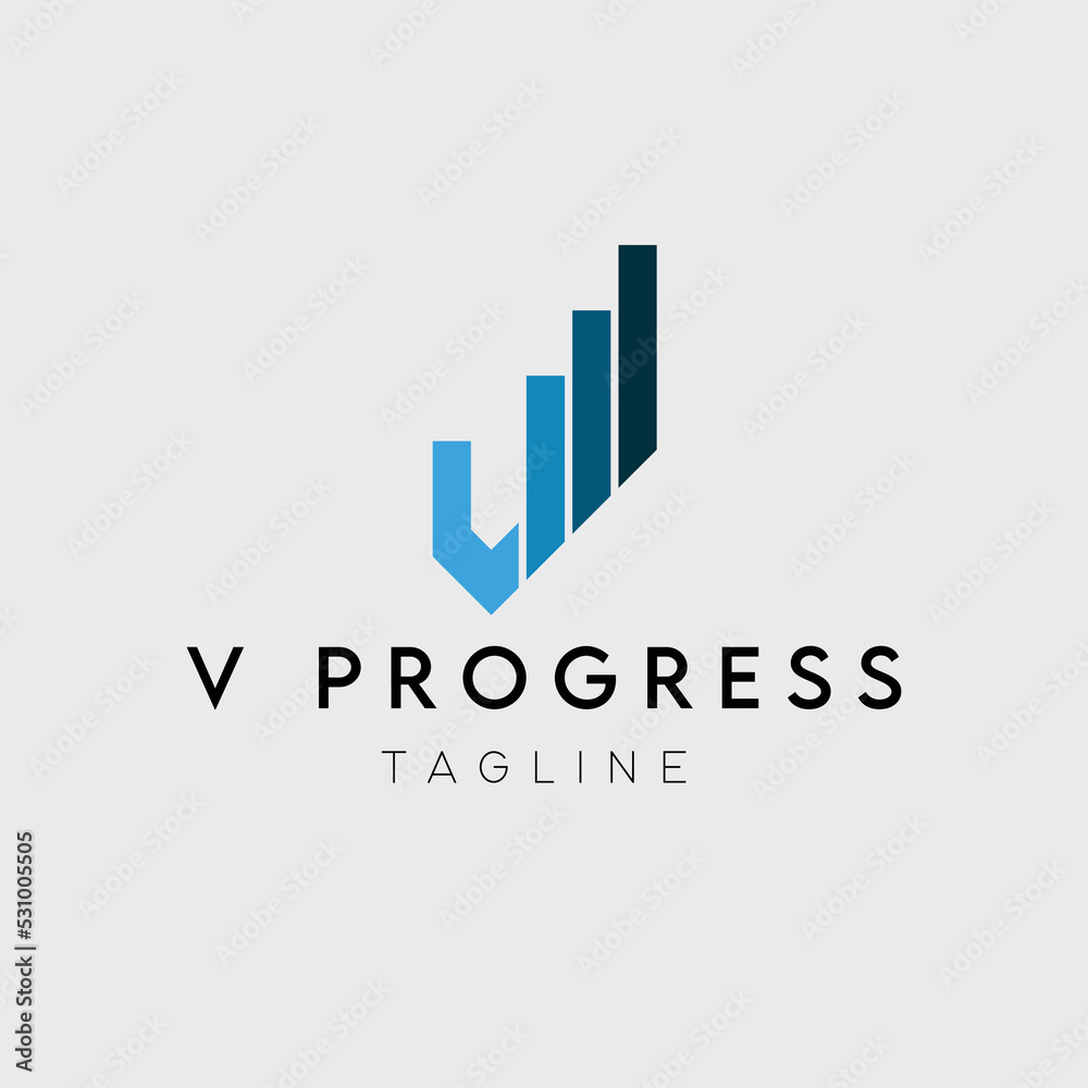 letter v and progress combination logo vector design Stock Vector ...