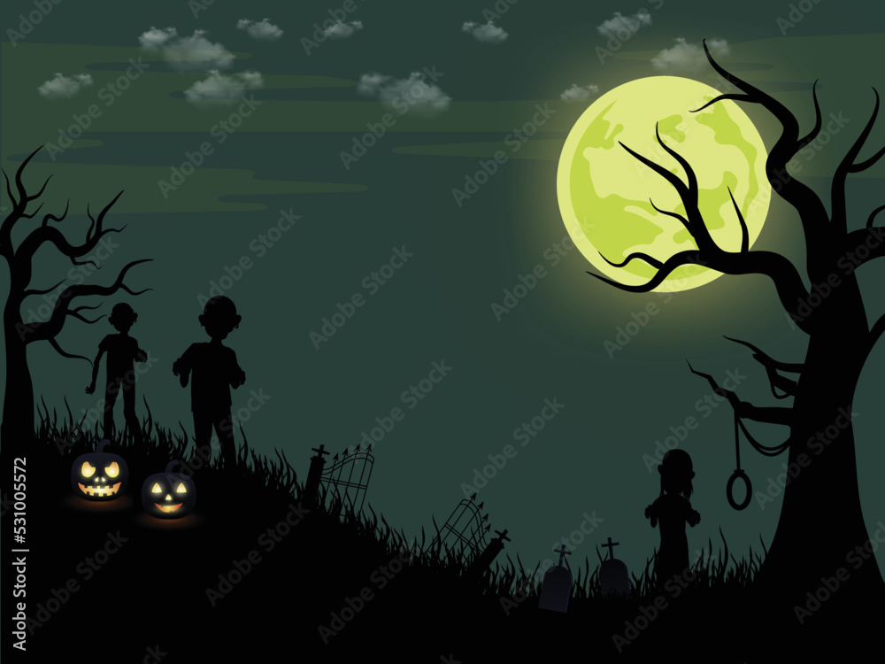 Zombie Graveyard halloween background.