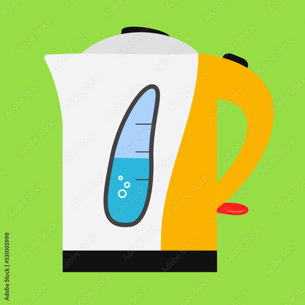 Electric kettle with water, illustration, cartoon Electric kettle with water, illustration, cartoon