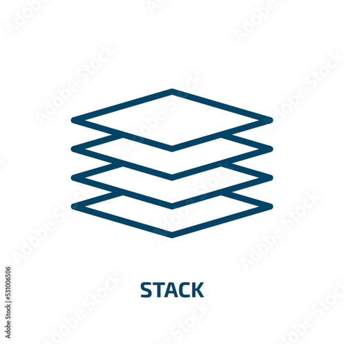 stack icon from business collection. Thin linear stack, business, financial outline icon isolated on white background. Line vector stack sign, symbol for web and mobile