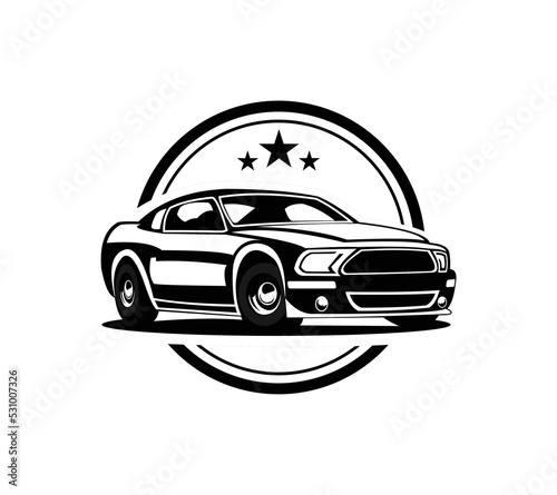 American Muscle Classic Car Garage Logo Design. This logo can be used for old style or classic car garage, shops, repair, restorations.