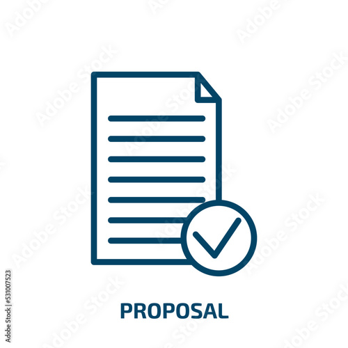 proposal icon from birthday and party collection. Thin linear proposal, business, love outline icon isolated on white background. Line vector proposal sign, symbol for web and mobile