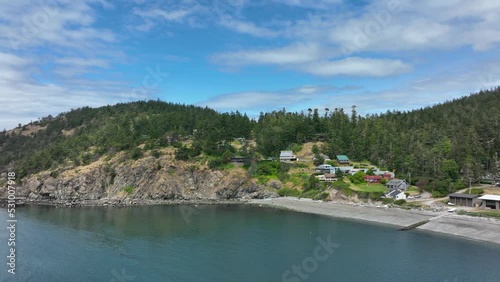 Aerial view of Rosario Beach on Fidalgo Island in Washington State. photo