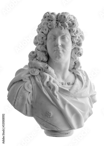 Bust of King of France Louis XIV isolated on white with clipping path