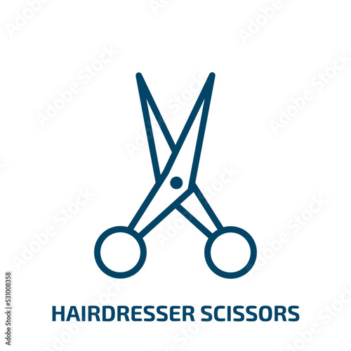 hairdresser scissors icon from beauty collection. Thin linear hairdresser scissors, scissor, separation outline icon isolated on white background. Line vector hairdresser scissors sign, symbol for web