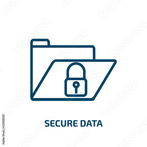secure data icon from artificial intellegence and future technology collection. Thin linear secure data, data, security outline icon isolated on white background. Line vector secure data sign, symbol