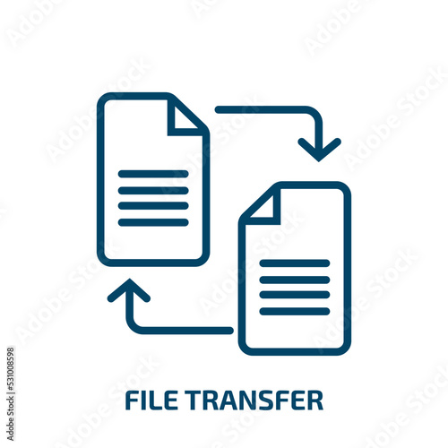file transfer icon from artificial intellegence and future technology collection. Thin linear file transfer, transfer, computer outline icon isolated on white background. Line vector file transfer