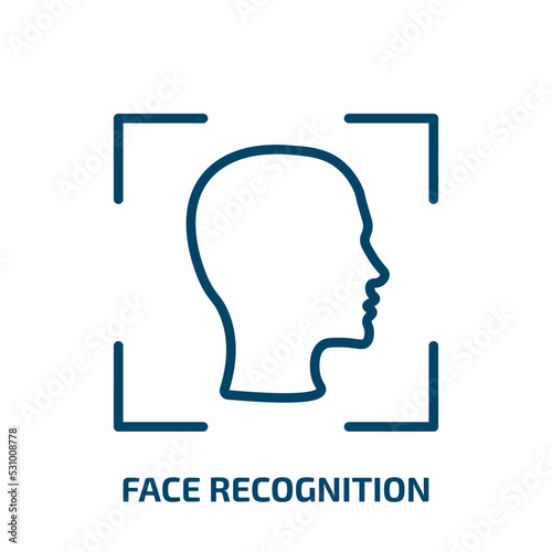 face recognition icon from artificial intellegence and future technology collection. Thin linear face recognition, recognition, id outline icon isolated on white background. Line vector face