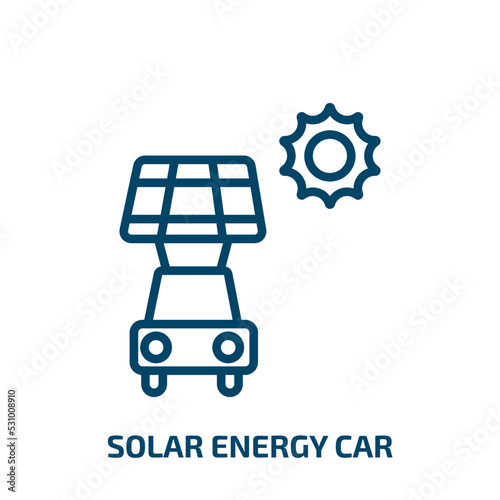 solar energy car icon from artificial intellegence and future technology collection. Thin linear solar energy car, energy, solar outline icon isolated on white background. Line vector solar energy car