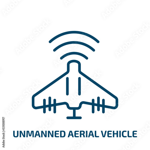 unmanned aerial vehicle icon from artificial intellegence and future technology collection. Thin linear unmanned aerial vehicle, aerial, remote outline icon isolated on white background. Line vector