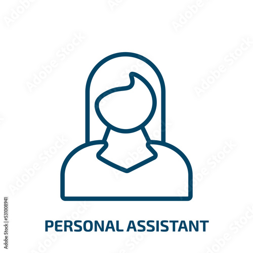 personal assistant icon from artificial intellegence and future technology collection. Thin linear personal assistant, work, service outline icon isolated on white background. Line vector personal