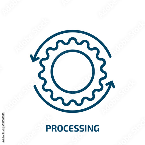 processing icon from artificial intellegence and future technology collection. Thin linear processing, business, development outline icon isolated on white background. Line vector processing sign,