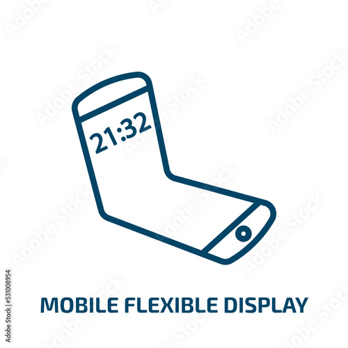 mobile flexible display icon from artificial intellegence and future technology collection. Thin linear mobile flexible display, screen, flexible outline icon isolated on white background. Line vector