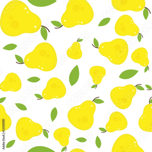 Pear Seamless Pattern Vector. Kids illustration for nursery design. Fruit pattern for baby clothes, wrapping paper