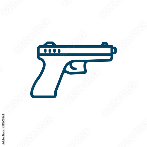 icon from army and war collection. Thin linear , handgun, gun outline icon isolated on white background. Line vector sign, symbol for web and mobile
