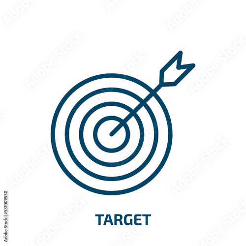 target icon from army and war collection. Thin linear target, success, business outline icon isolated on white background. Line vector target sign, symbol for web and mobile