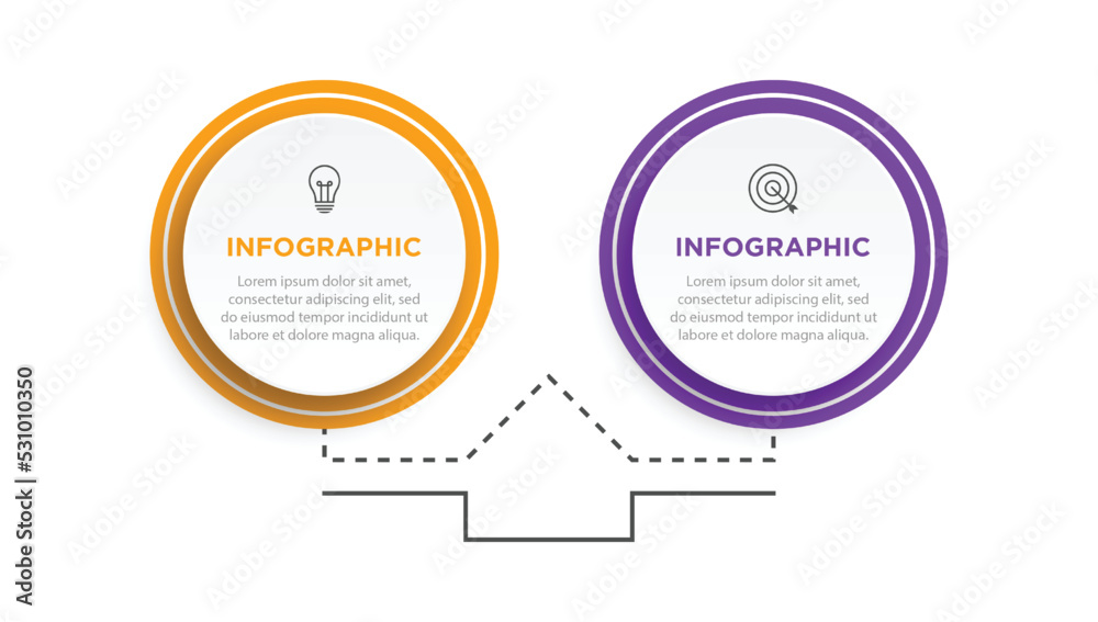 Thin line infographic template, business concept with 2 options, step or process Thin line infographic template, business concept with 2 options, step or process
