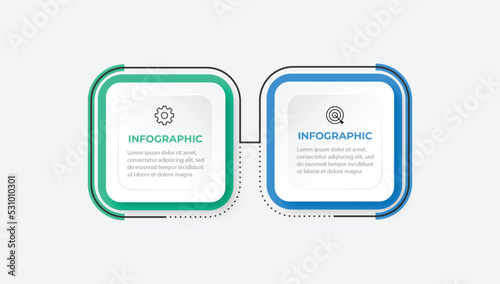Thin line infographic template, business concept with 2 options, step or process