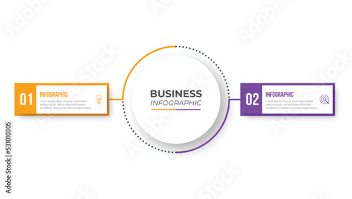 Thin line infographic template, business concept with 2 options, step or process