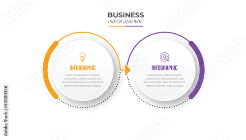 Thin line infographic template, business concept with 2 options, step or process
