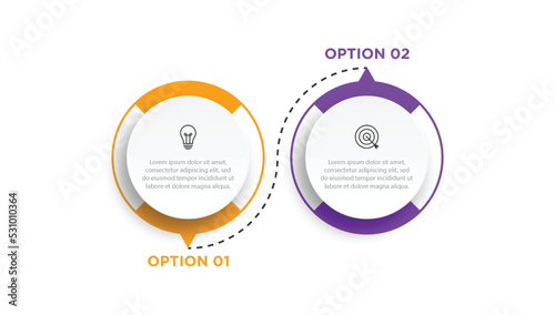 Thin line infographic template, business concept with 2 options, step or process