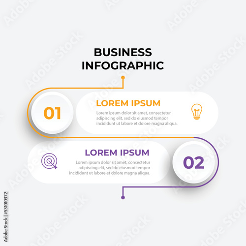 Thin line infographic template, business concept with 2 options, step or process