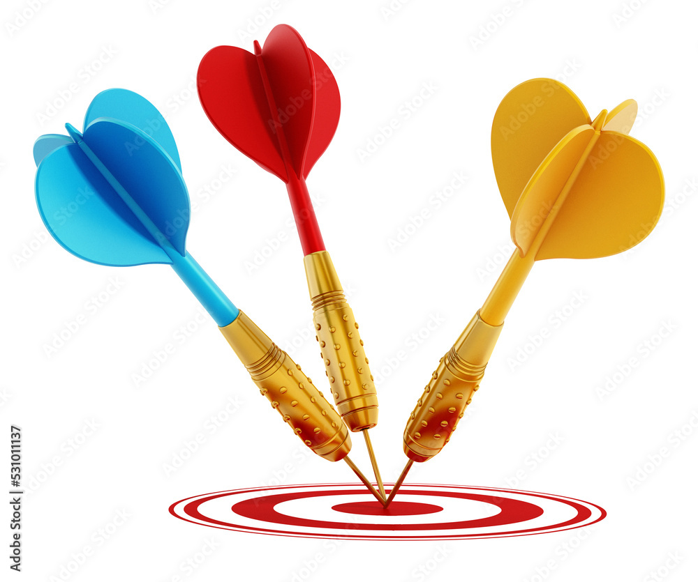 Darts at the center. Success concept. Transparent background. Darts at the center. Success concept. Transparent background.