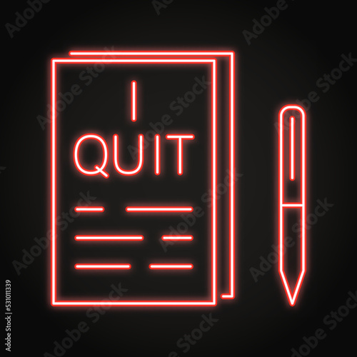 Letter of resignation neon icon
