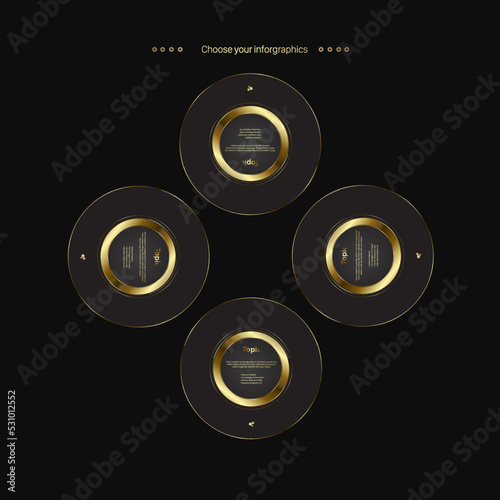 SET of FOUR Luxury multipurpose Infographic Options design, and a groups of premuim banners on a dark background