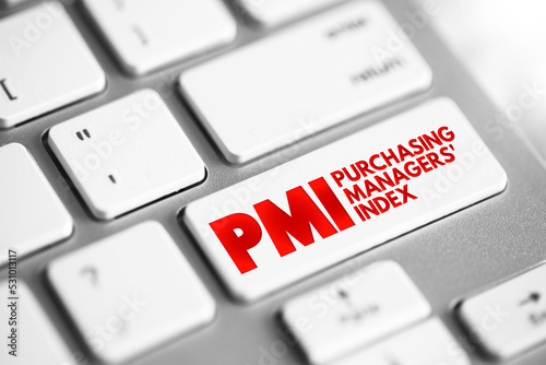 PMI - Purchasing Managers' Index text button on keyboard, business concept background photo