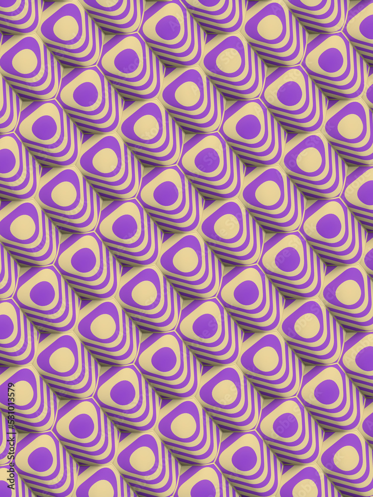 Geometric background of rounded rectangles covered with multicolored striped texture. 3d rendering digital illustration Geometric background of rounded rectangles covered with multicolored striped texture. 3d rendering digital illustration