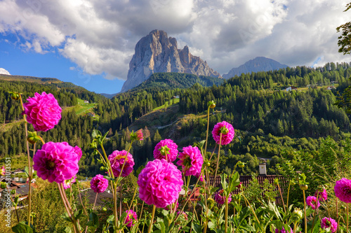 The Sassolungo massif seen from Santa Cristina Valgardena. South Tyrol, Dolomites, Italy