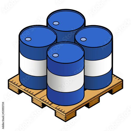 Isometric barrels on a pallet photo