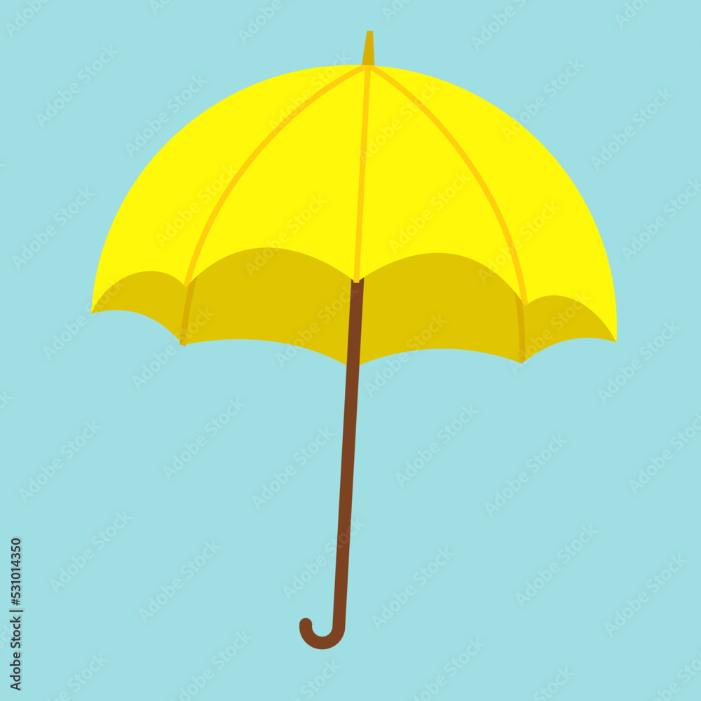 Yellow opened umbrella, illustration, vector