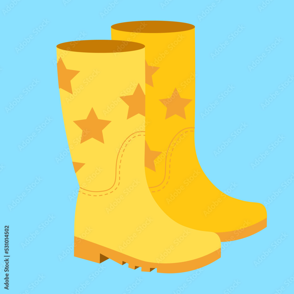 Yellow rubber boots with stars