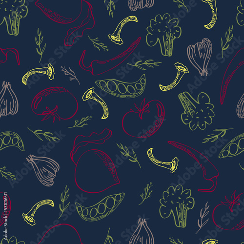 vegetable vector seamless pattern colorful vegan seasonal harvest food