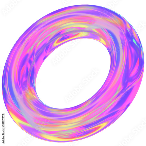  Bagel isolated with colorful hologram chameleon color gradient