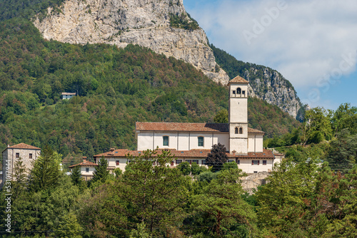Abbey and Church of San Gallo in baroque style, 1119, in the small village of Moggio Udinese, Udine province, Friuli-Venezia Giulia, Italy, Carnic Alps and Julian Alps, Europe. photo