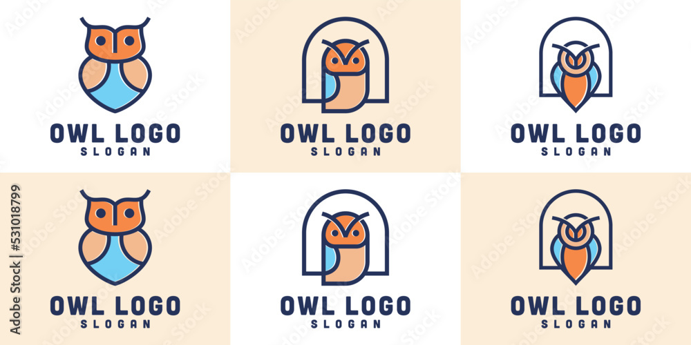 owl inspiration icon logo design collection