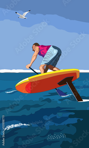 man on paddleboard in ocean © nickrzn