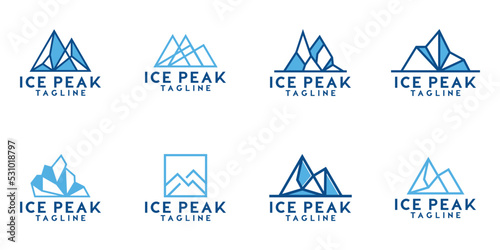 iceberg logo design collection, ice cubes, snow mountain