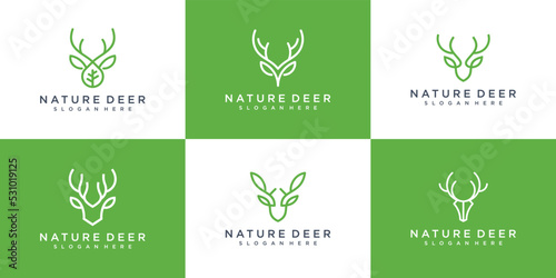 natural deer logo design collection, wild animal, deer head