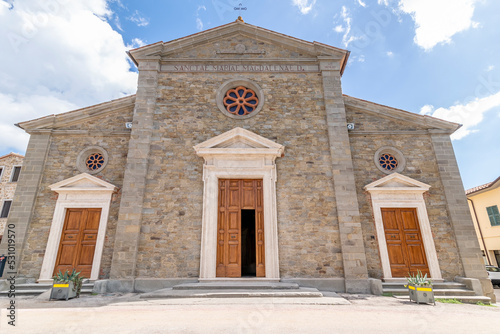 The facade of the Parish Church of Santa Maria Maddalena, Tuoro sul Trasimeno, Perugia, Italy