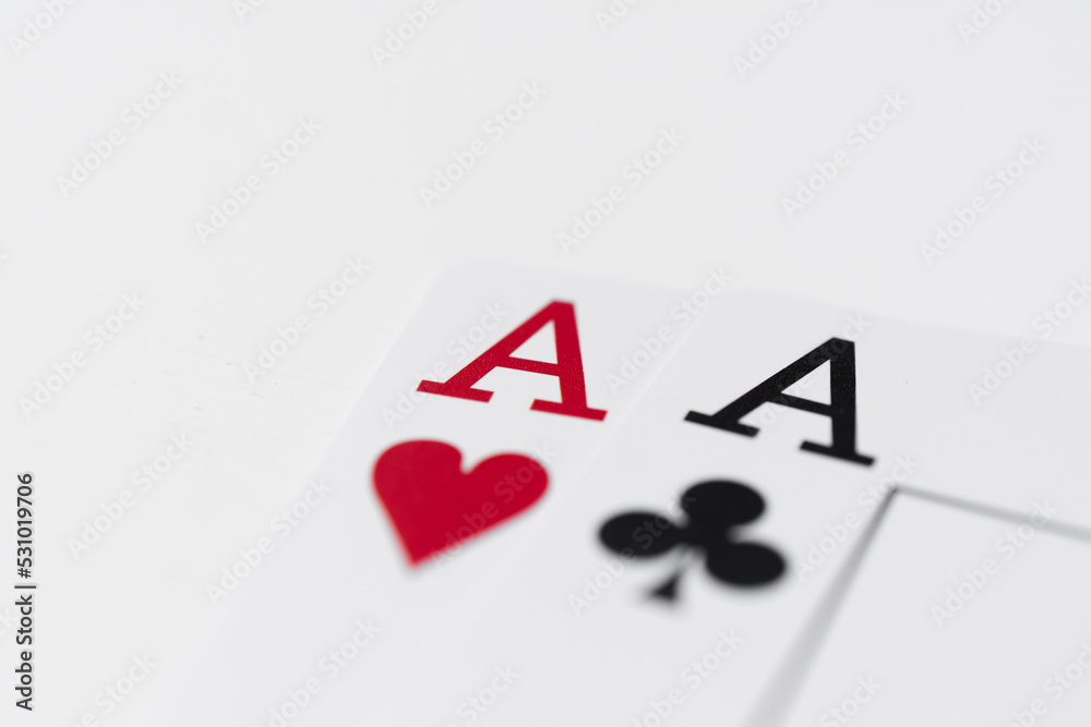 Obraz premium Playing cards two aces of hearts and spades