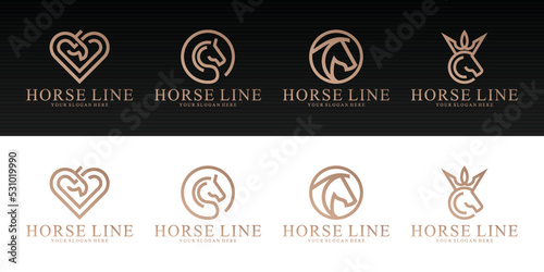horse head linear icon collection, horse creative logo