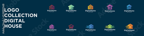 digital home vector logo design collection,technology,science